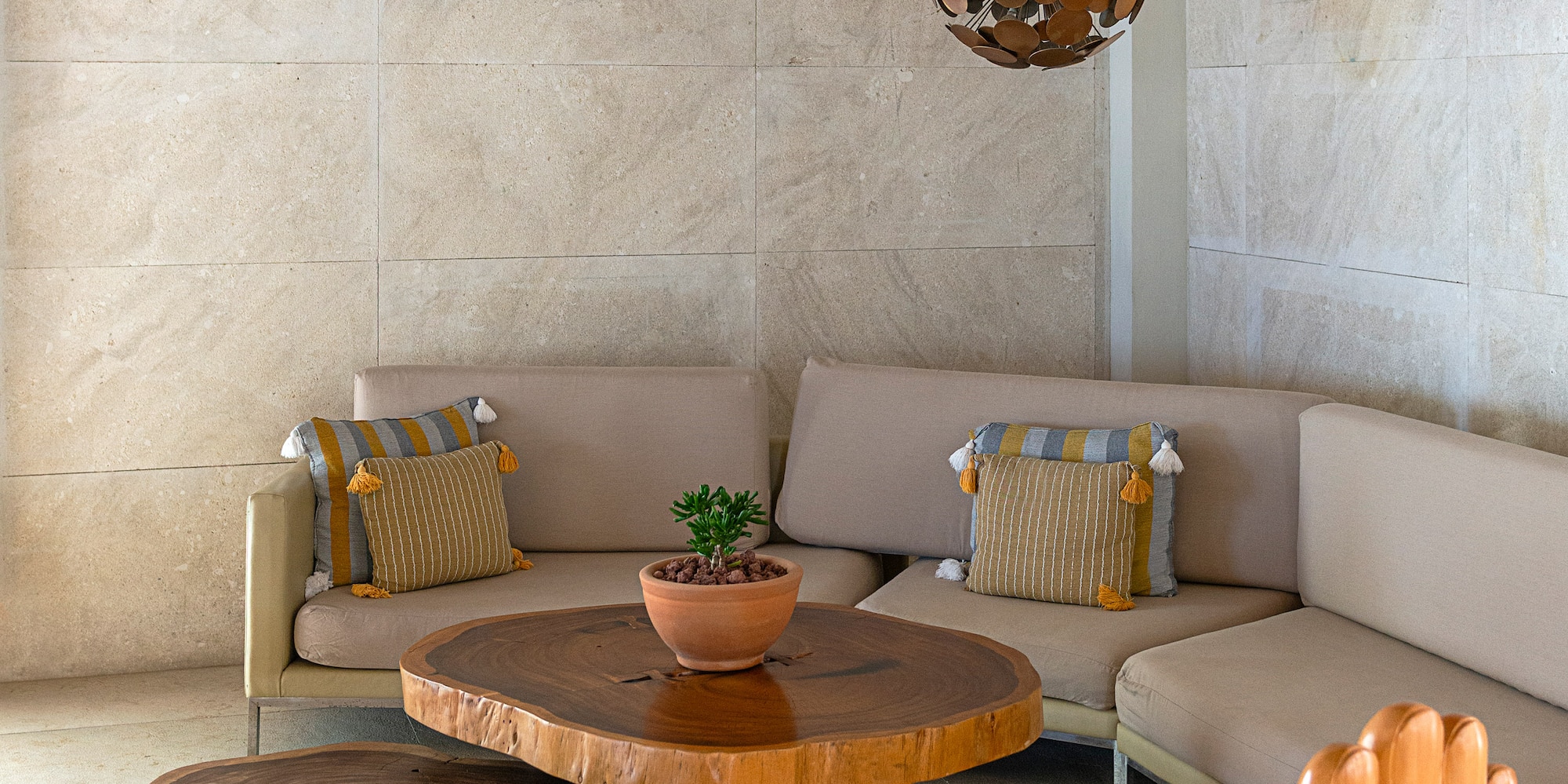 a couch and coffee table in a room