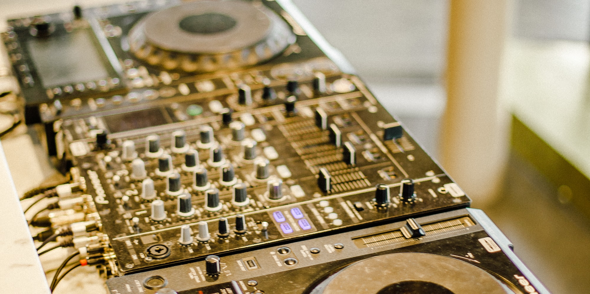 a close up of a dj mixer