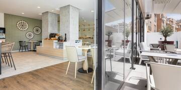 a glass wall of a restaurant