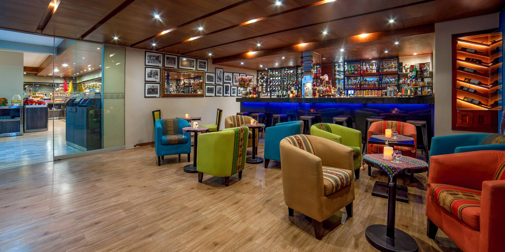 a room with tables and chairs