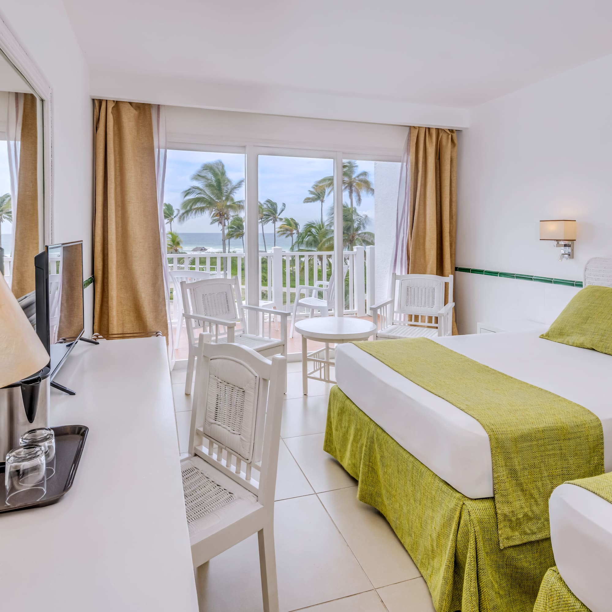 a room with a television and a bed