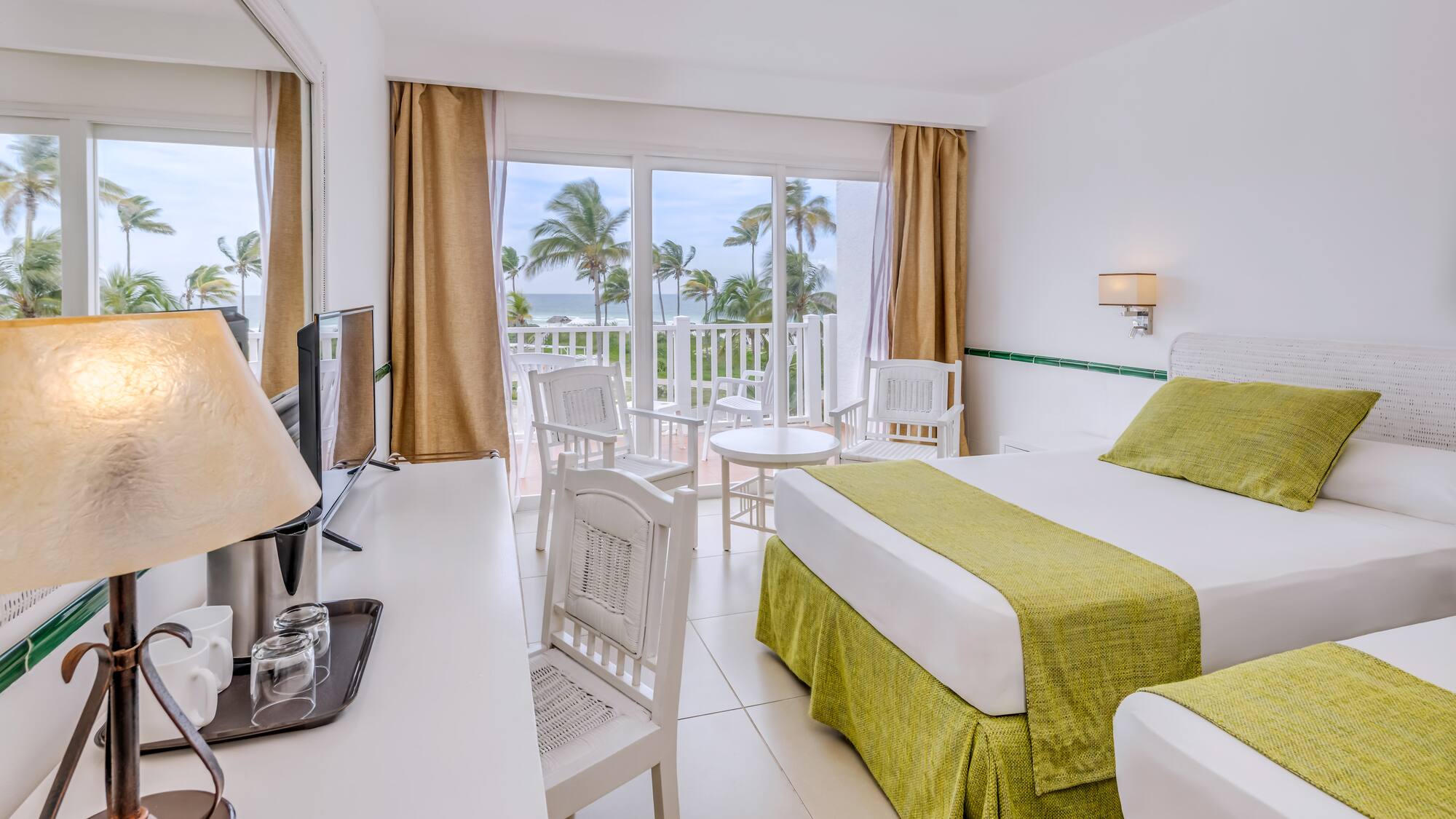 a room with a television and a bed