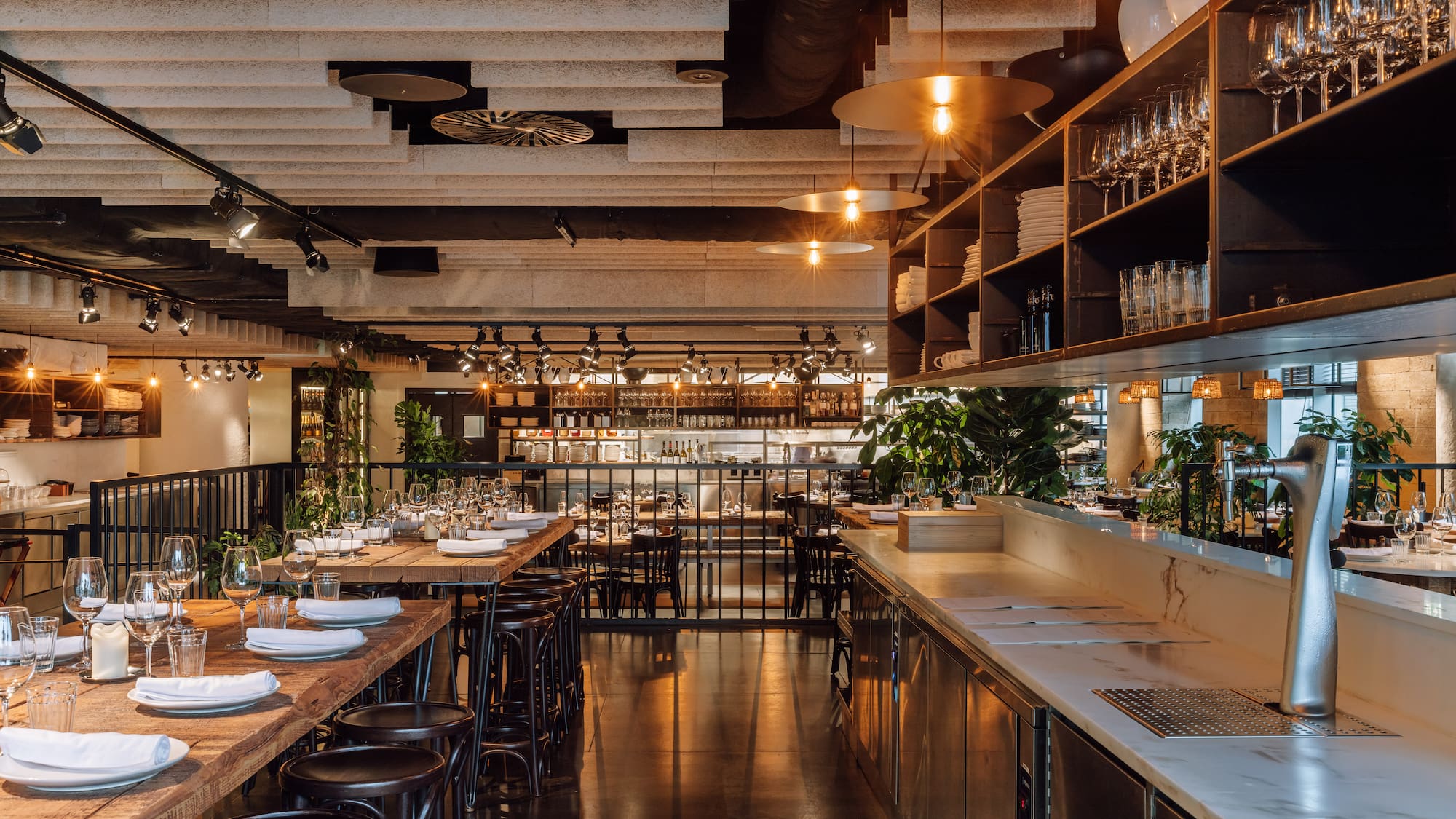 a restaurant with tables and chairs