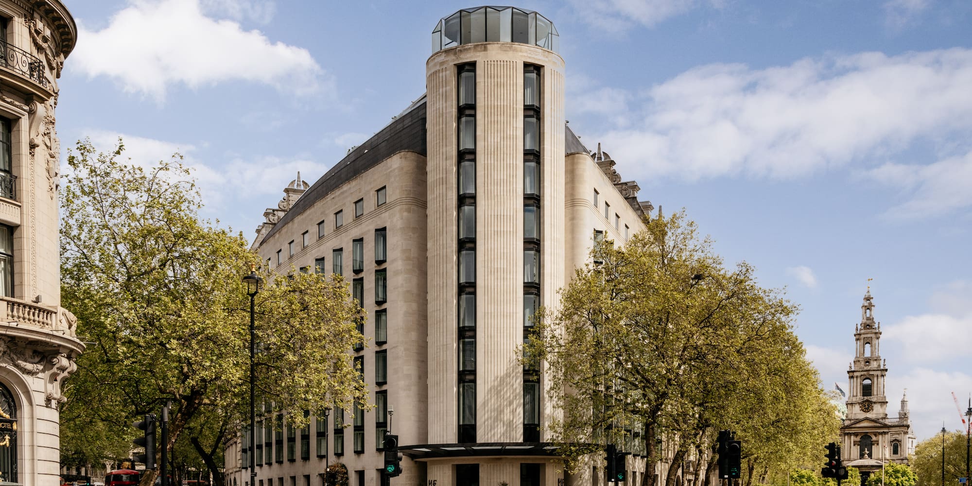 a building with trees around it