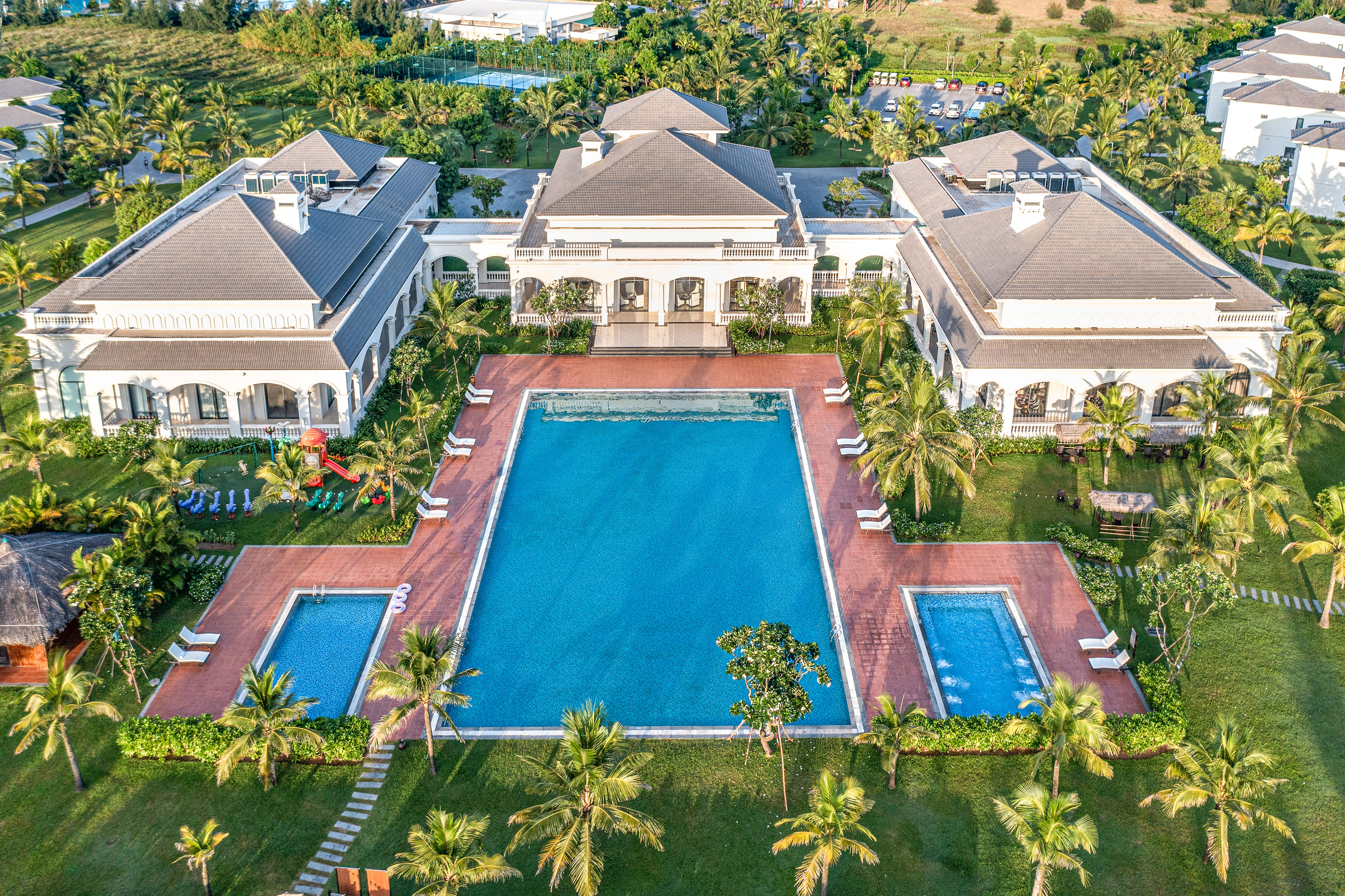 a pool in a large building