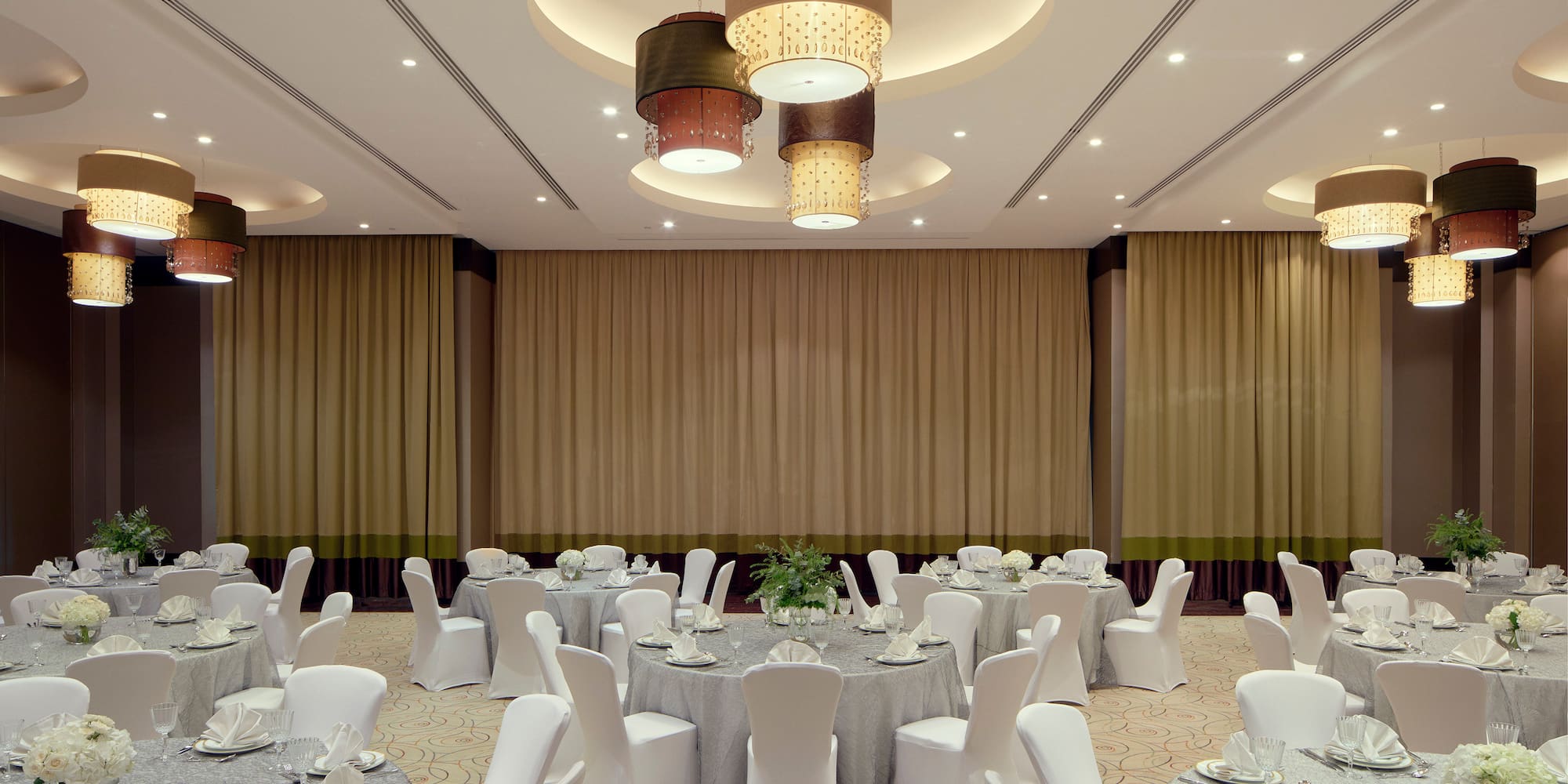 a room with tables and chairs