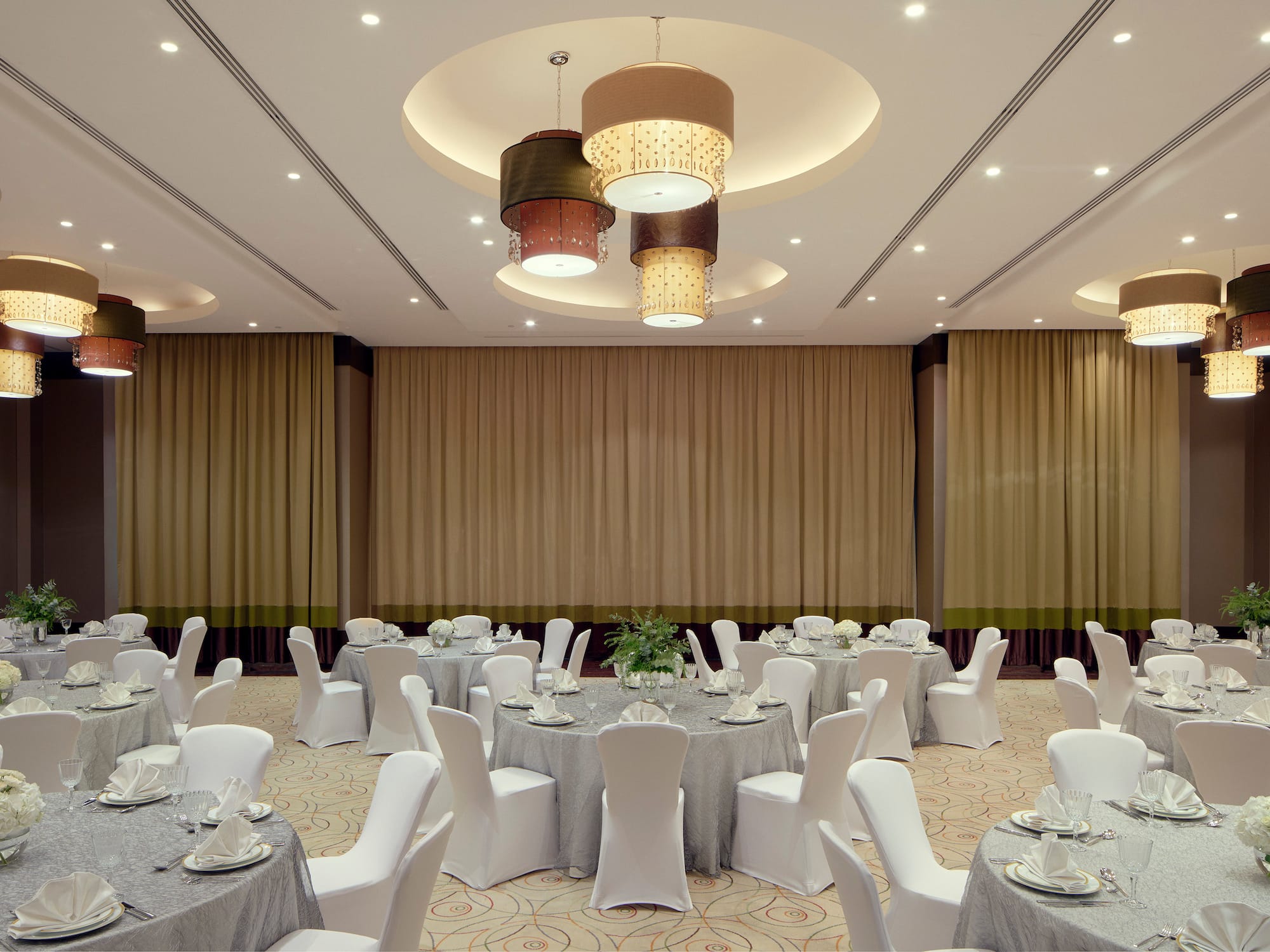 a room with tables and chairs