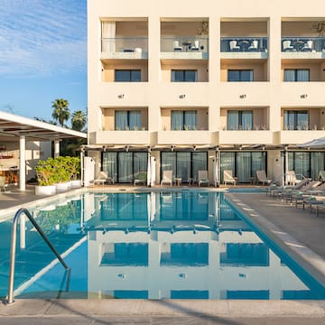 a woman in a swimming pool