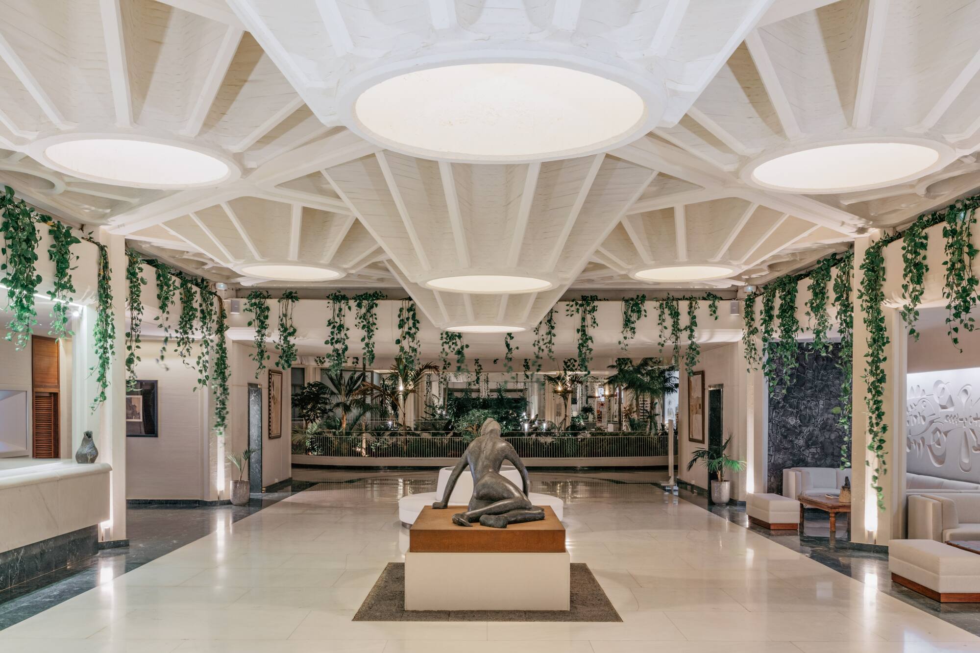 a statue in a room