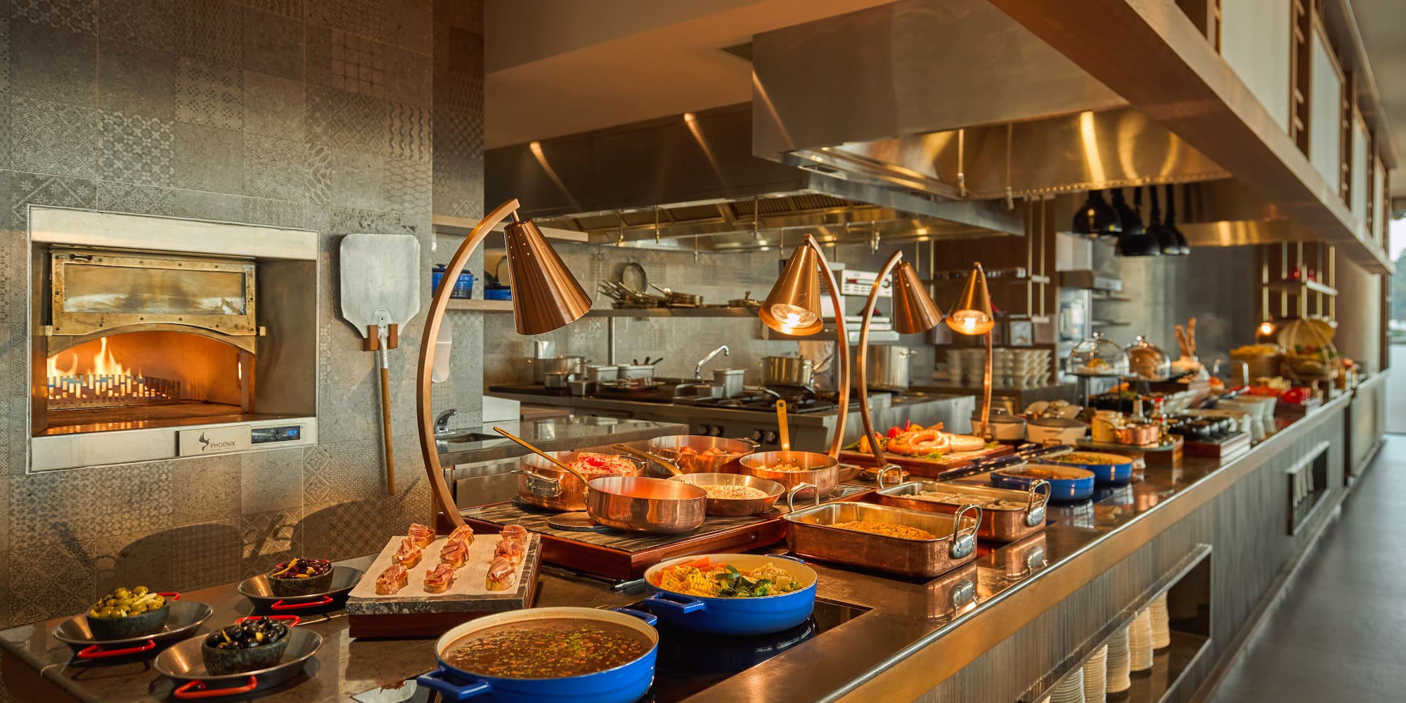 a large kitchen with many dishes