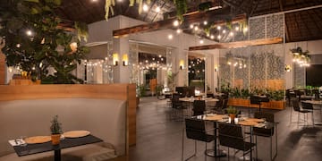 a room with tables and chairs