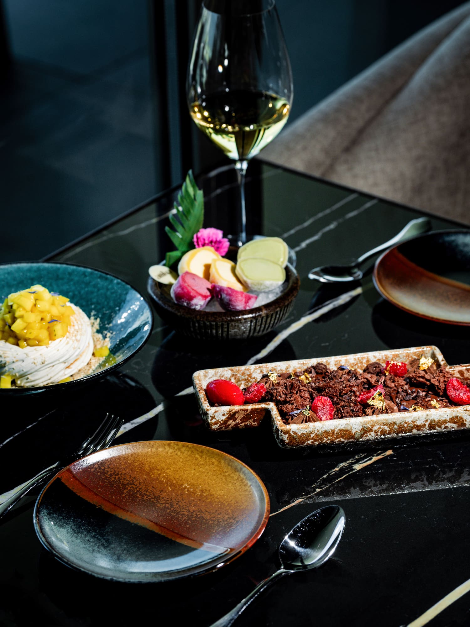 a table with plates and food on it