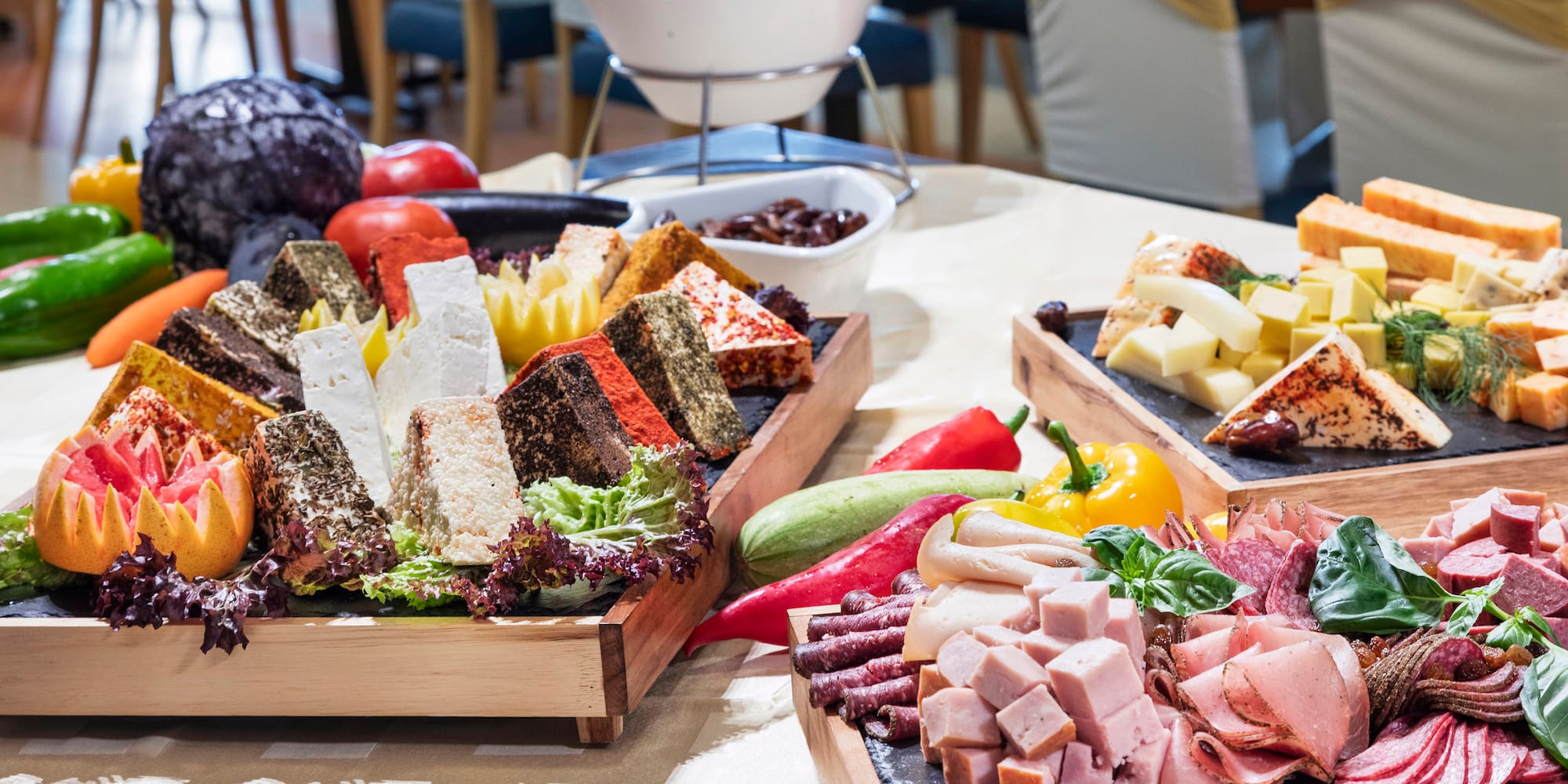 a table with different food items