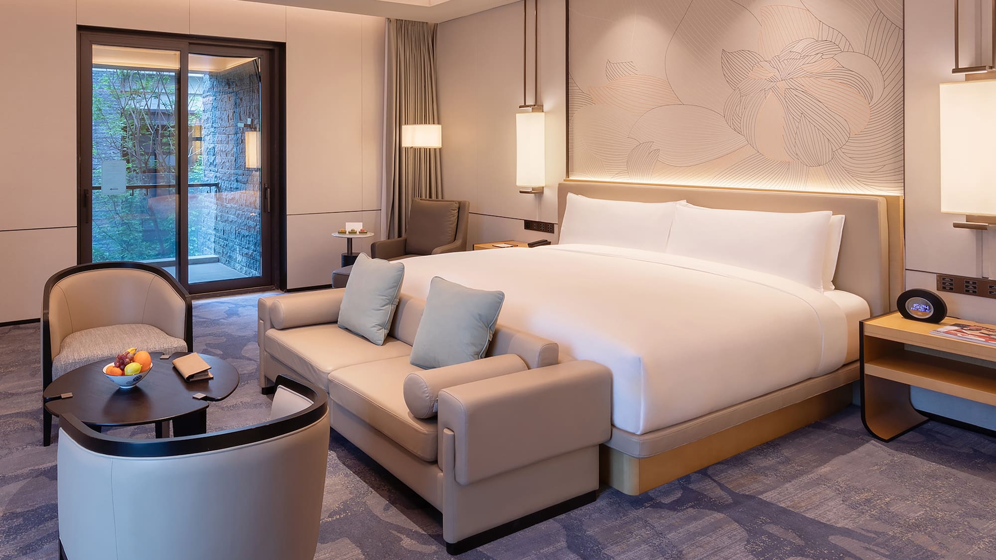 a room with a bed and a couch