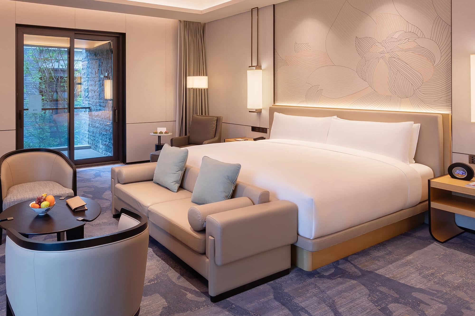 a room with a bed and a couch