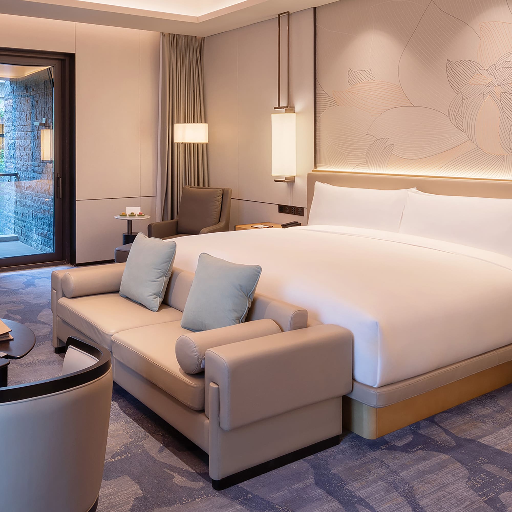 a room with a bed and a couch