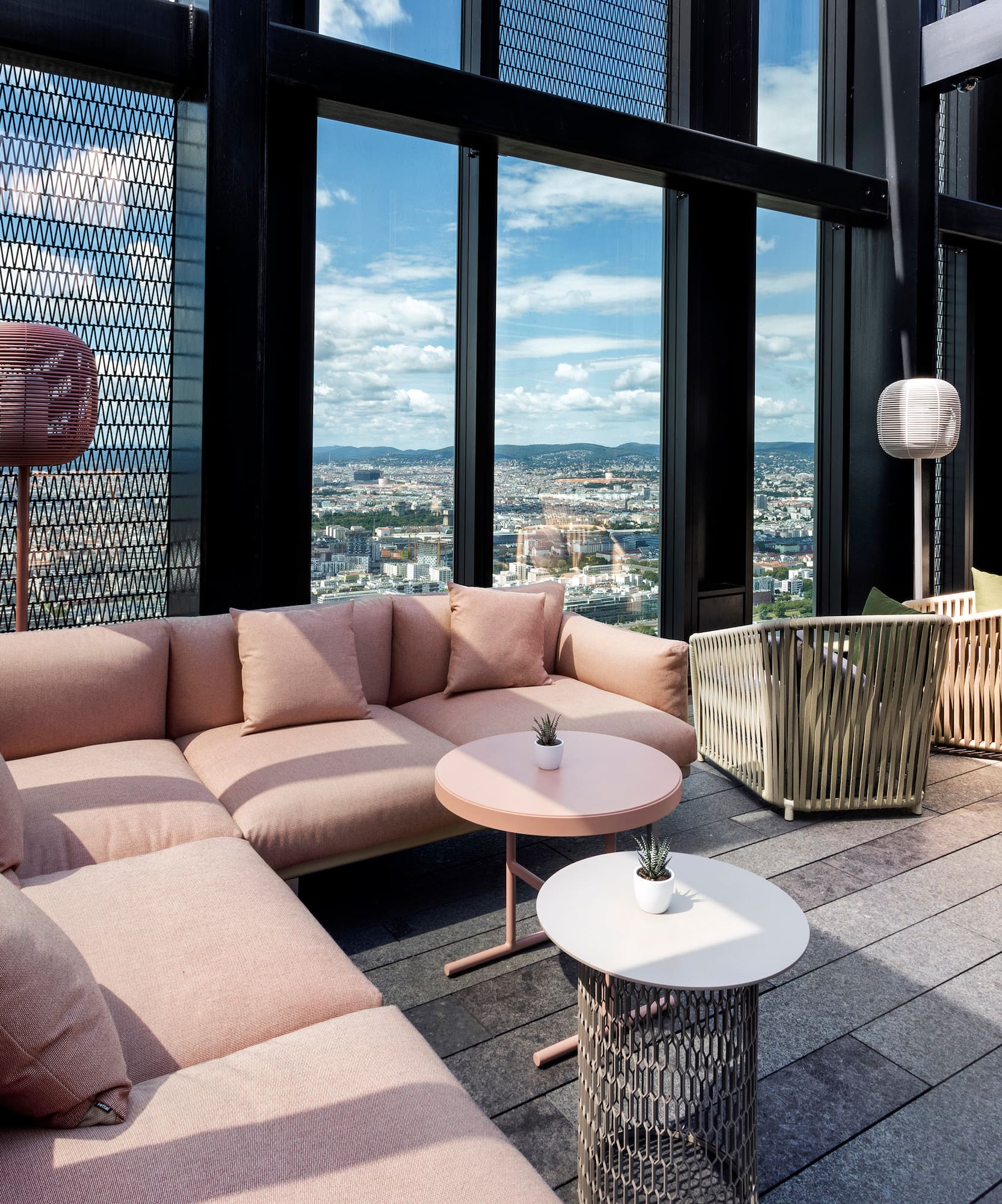 a room with a large window