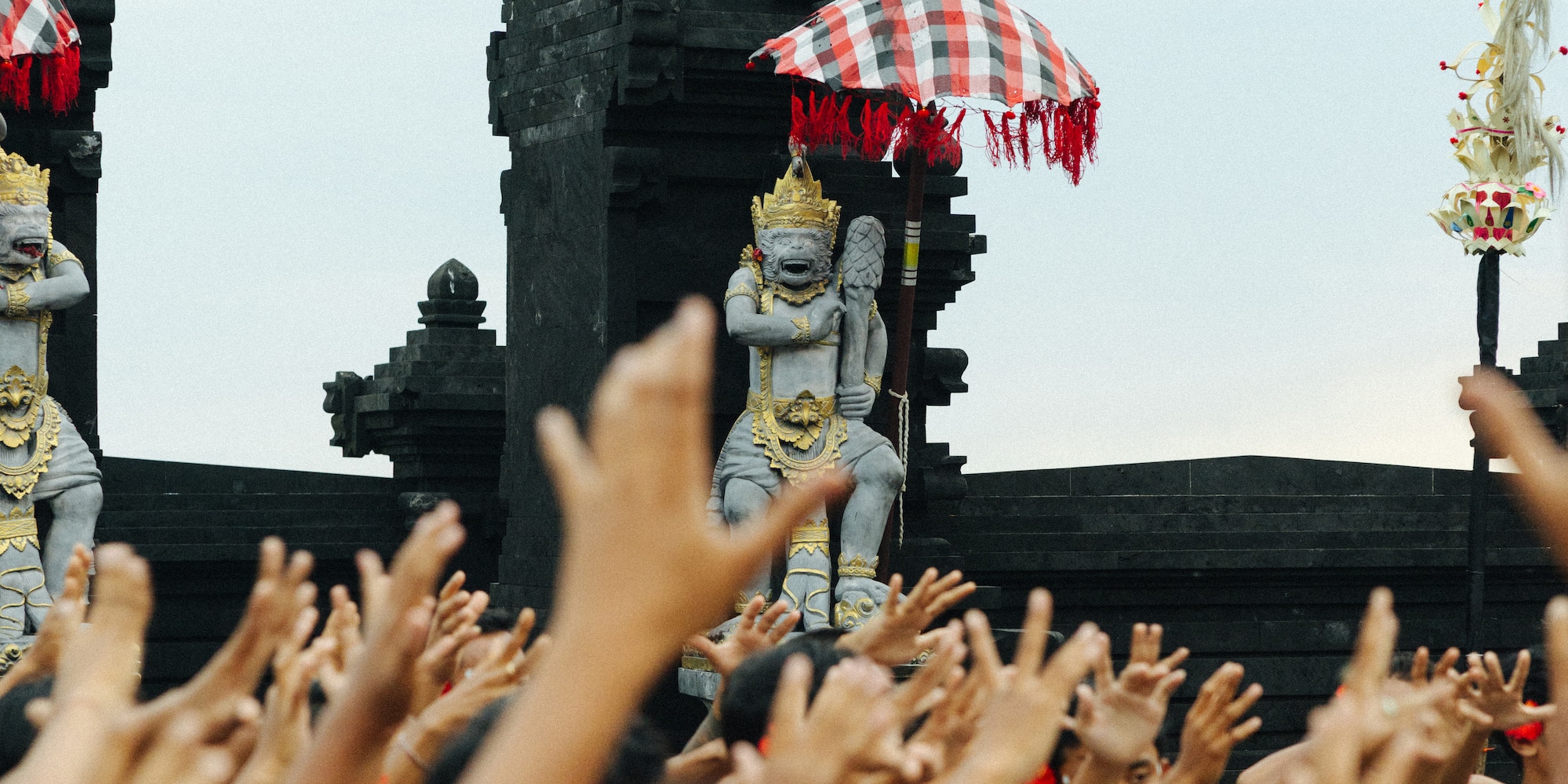 a group of people raising their hands