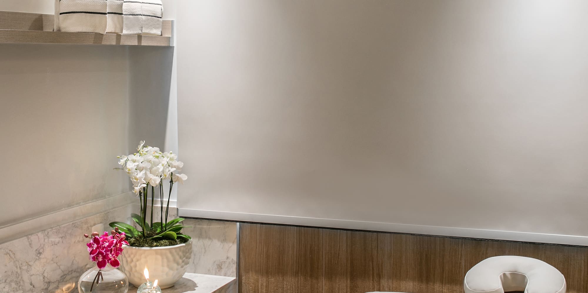 a massage table in a room