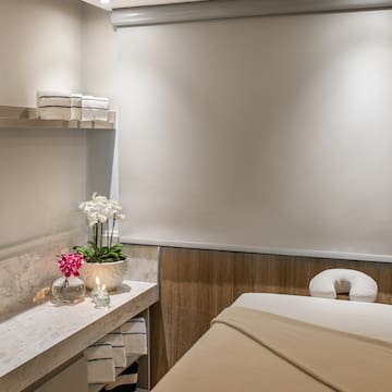 a massage table in a room