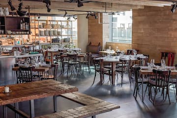 a room with tables and chairs