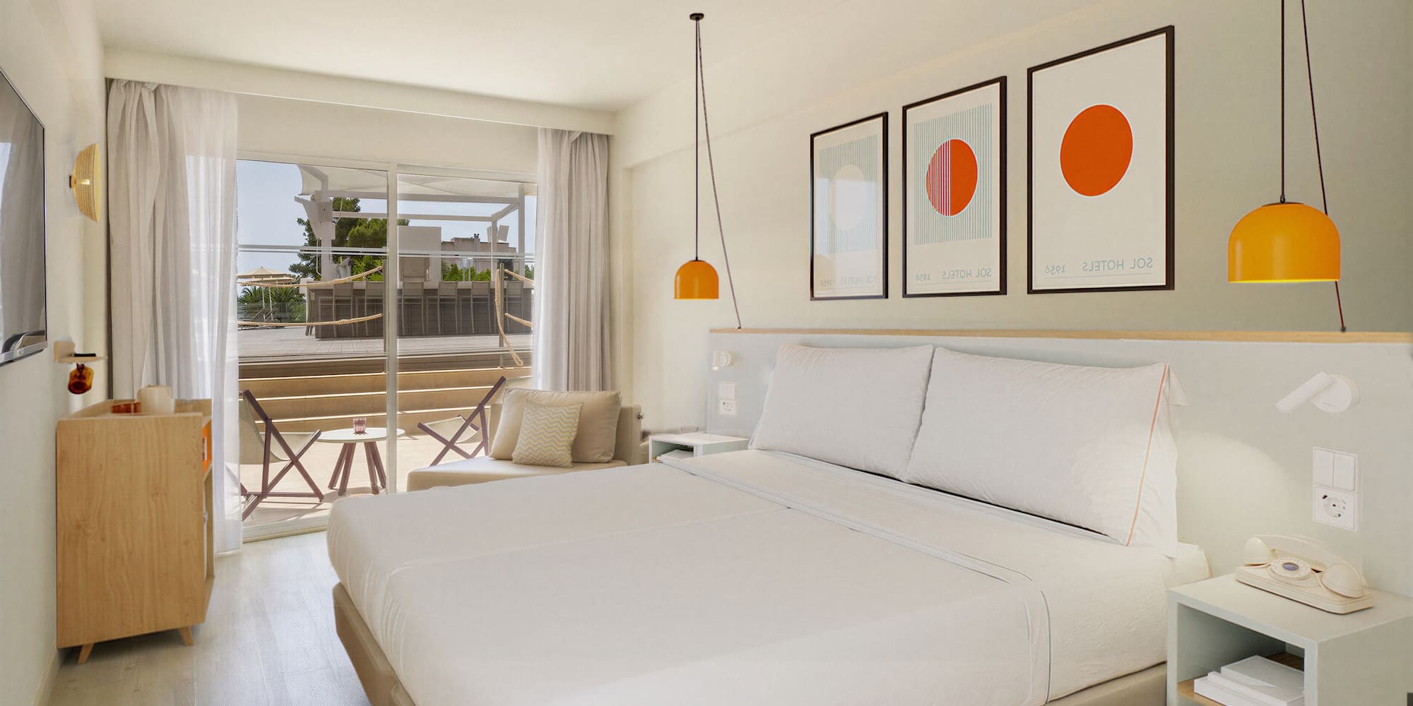 a bedroom with a bed and a glass door