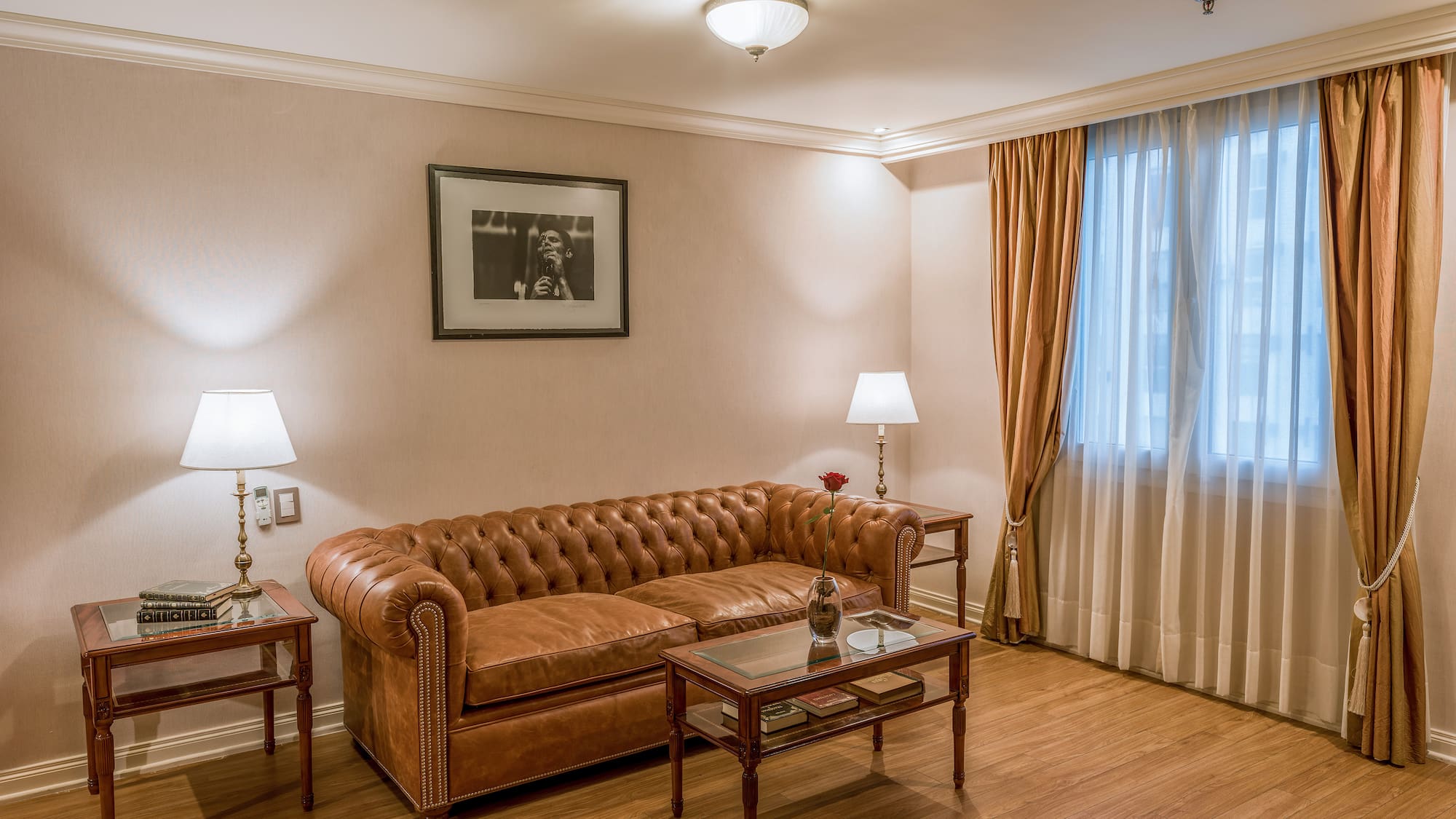 a living room with a couch and a coffee table