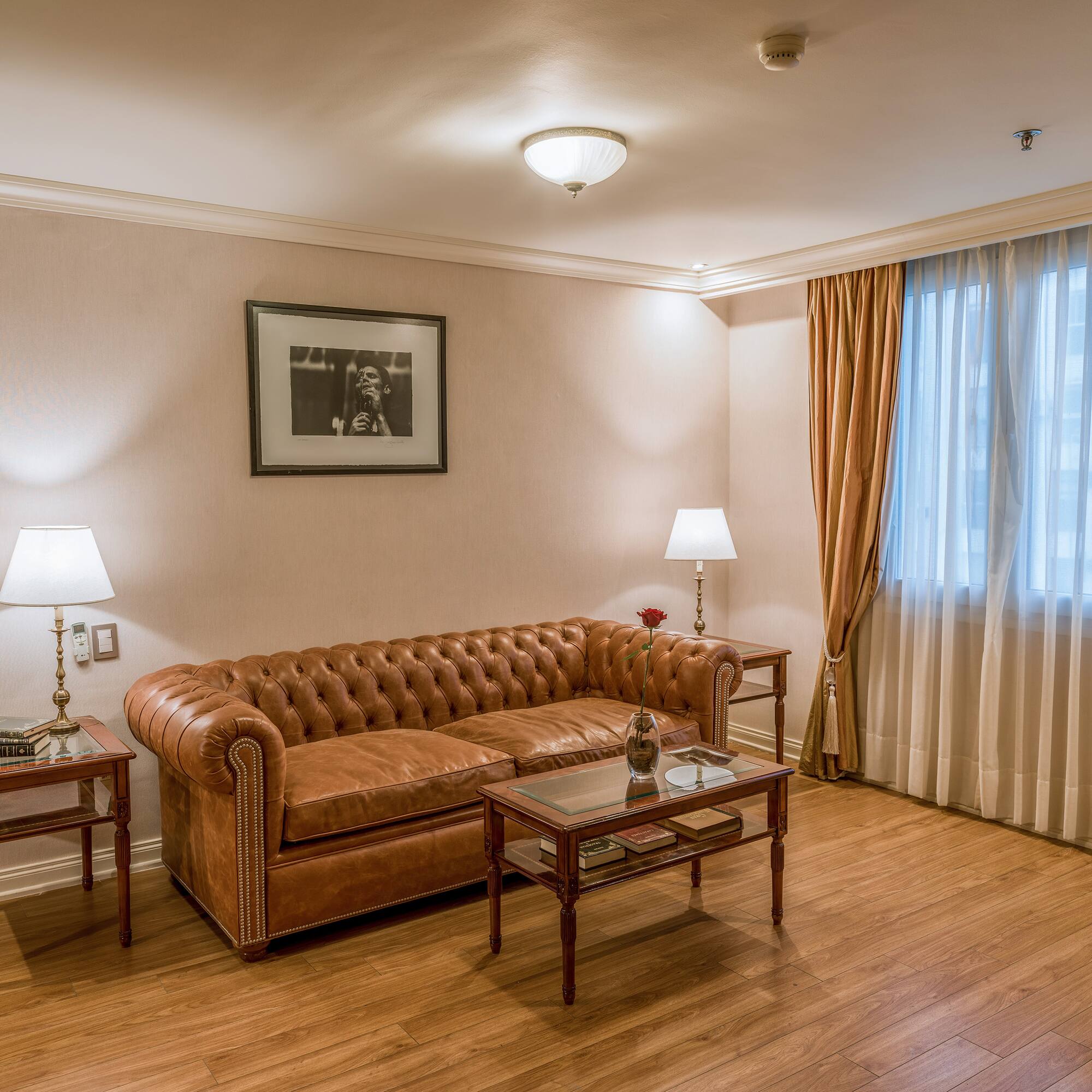 a living room with a couch and a coffee table