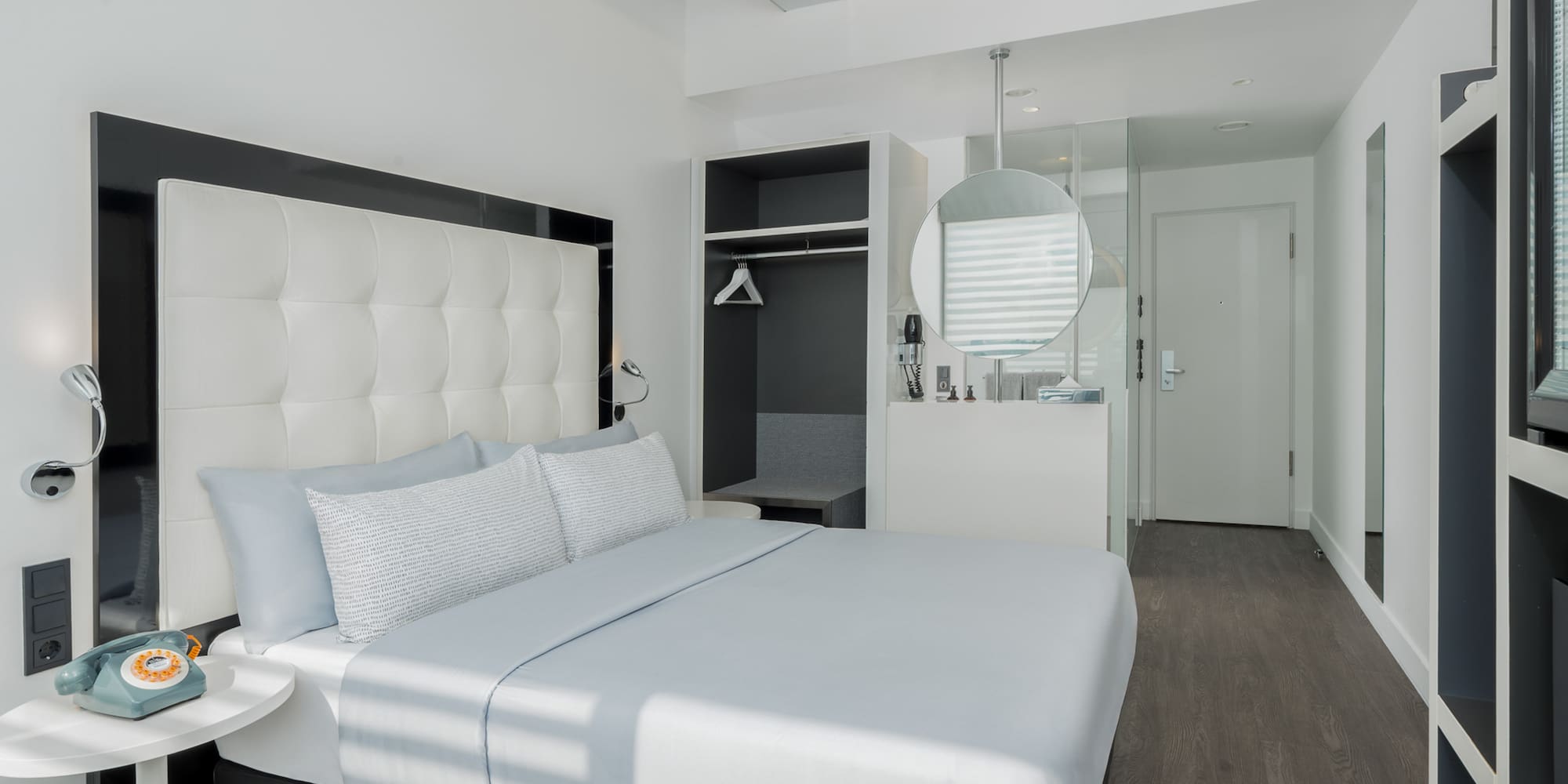 a white bed in a room