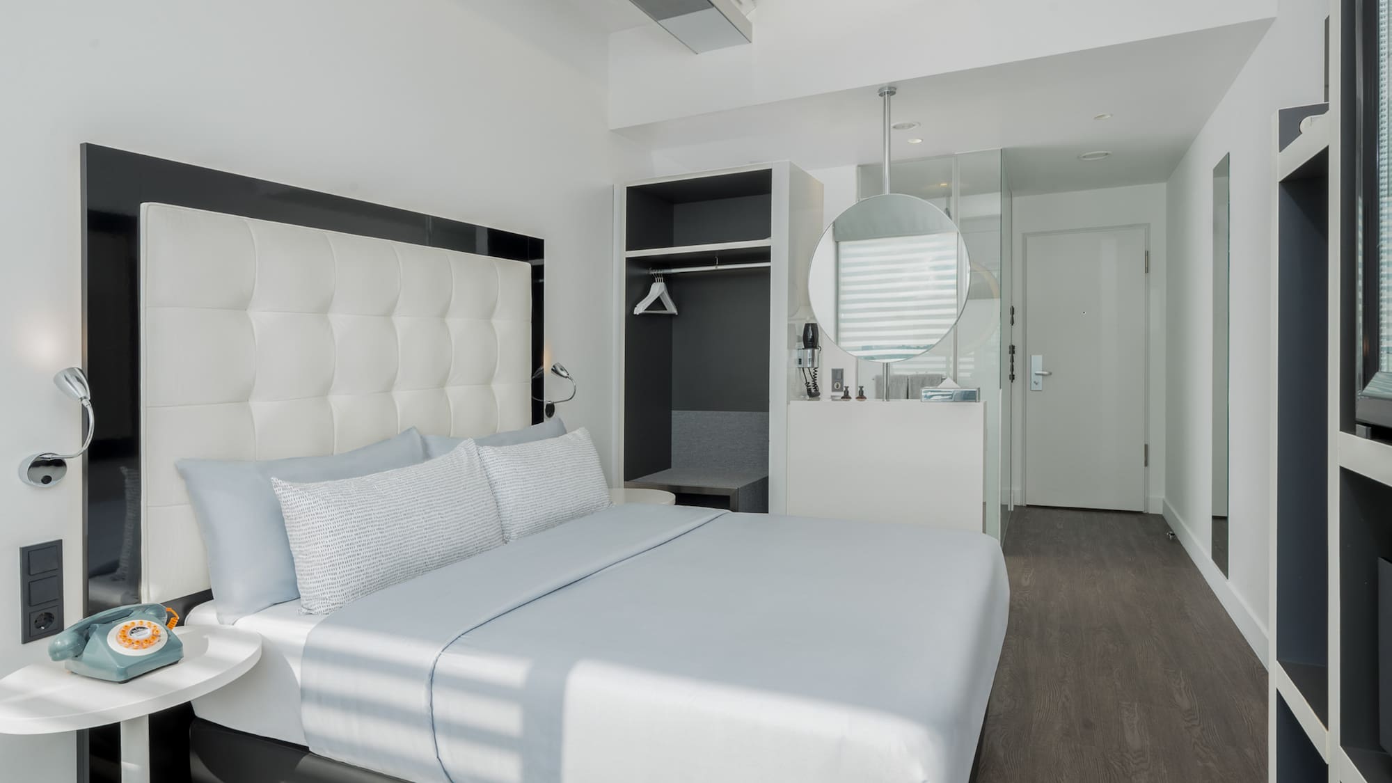 a white bed in a room