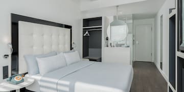 a white bed in a room