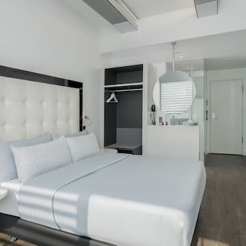 a white bed in a room