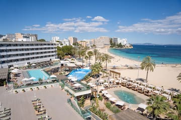 a city with buildings and water