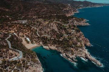 a aerial view of a beach and a body of water