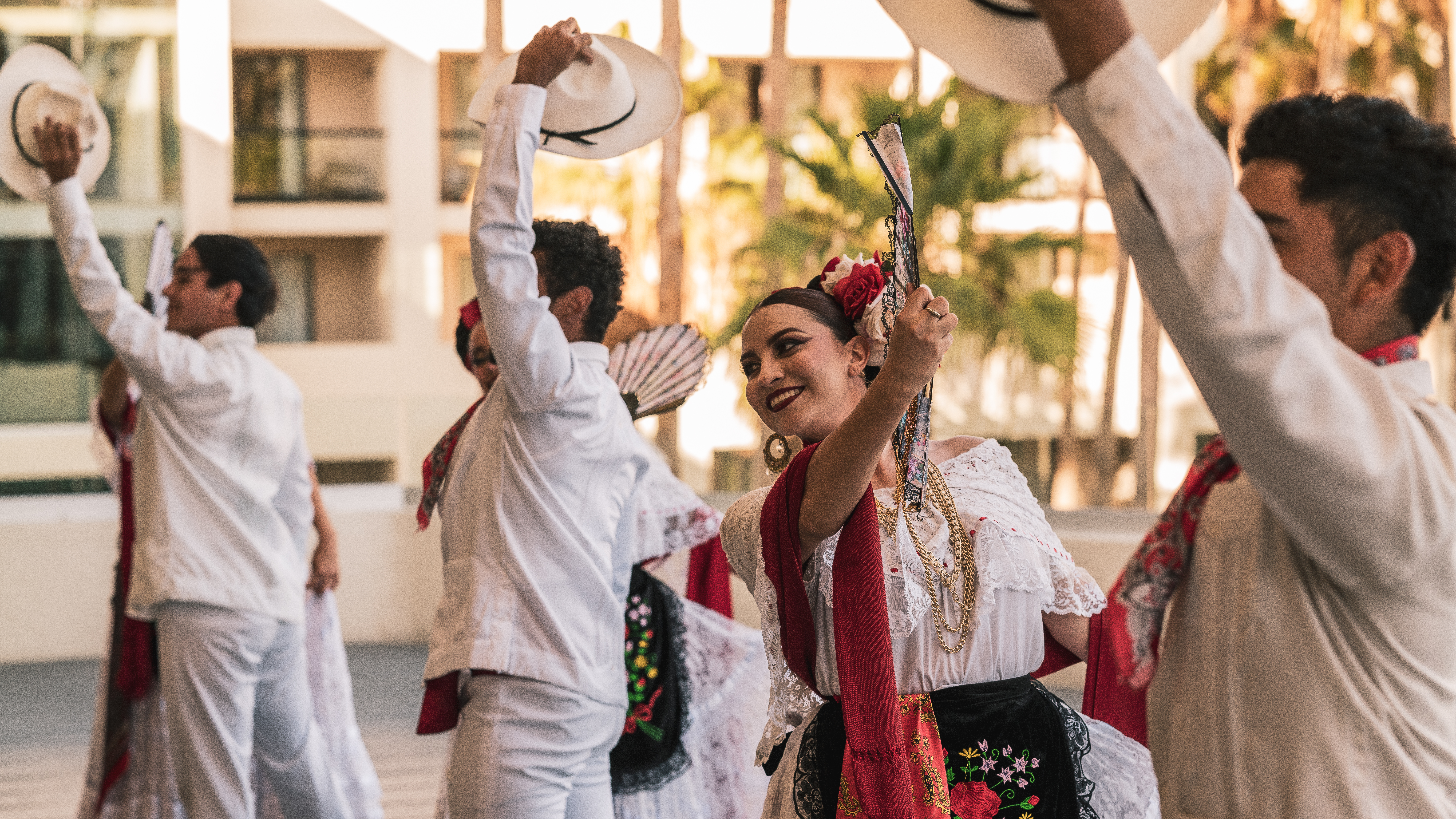 a group of people dancing