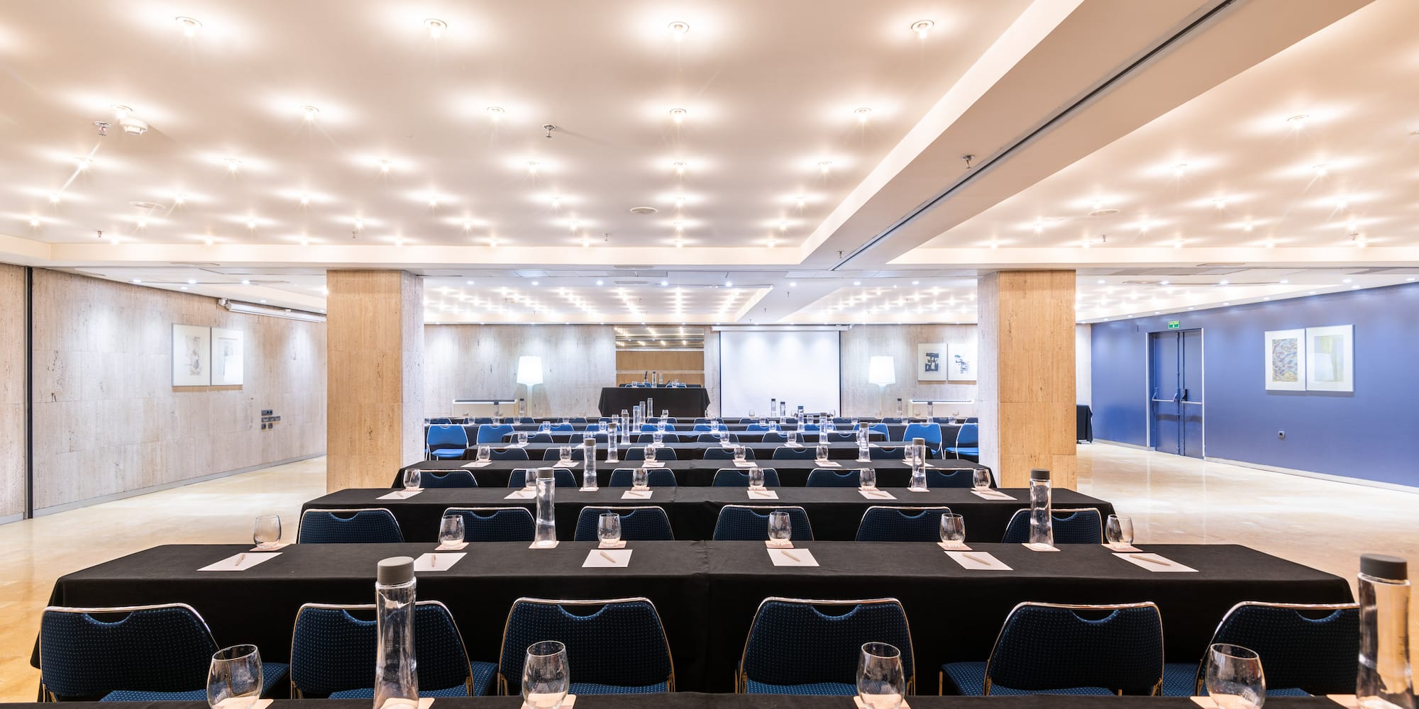 a room with tables and chairs