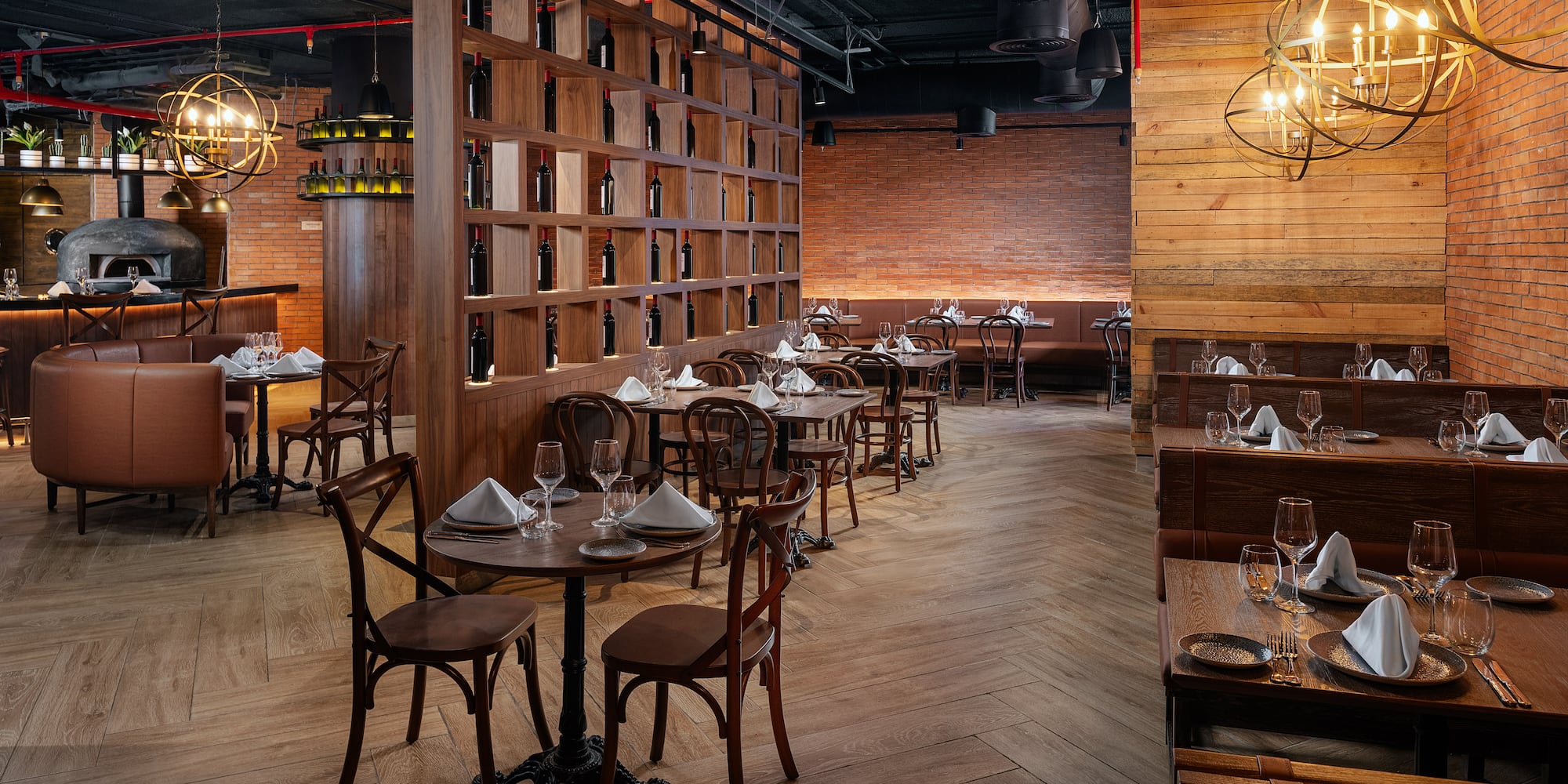 a restaurant with tables and chairs