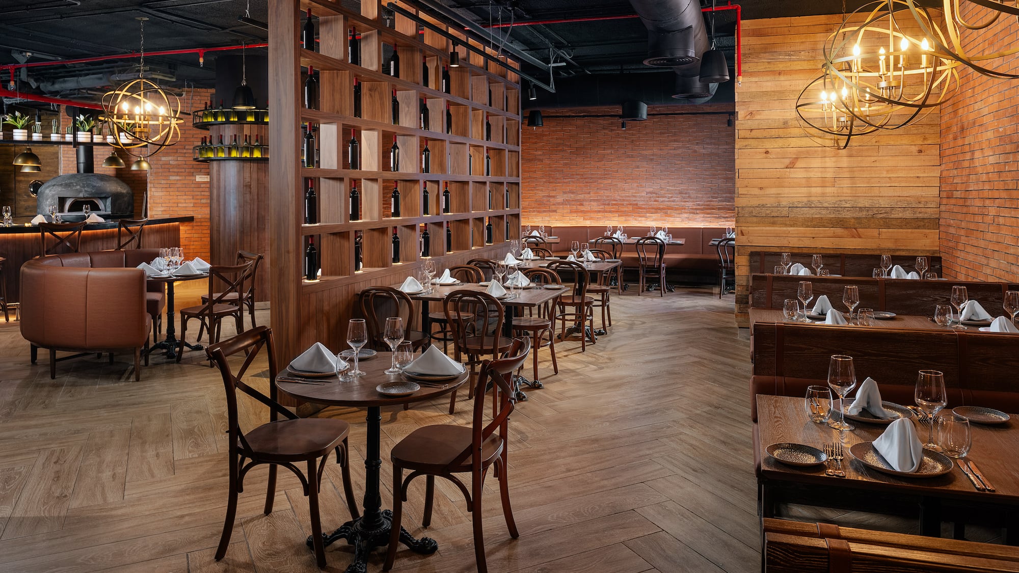 a restaurant with tables and chairs