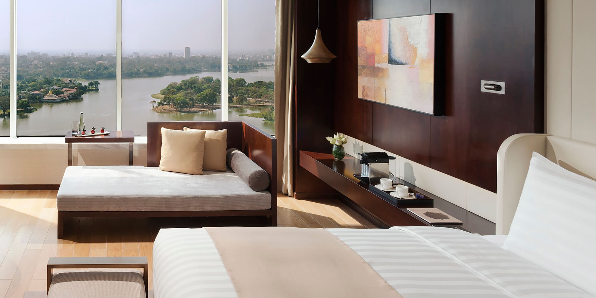a room with a bed and a couch