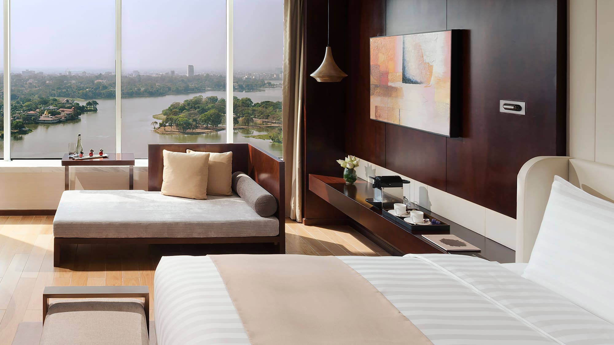 a room with a bed and a couch