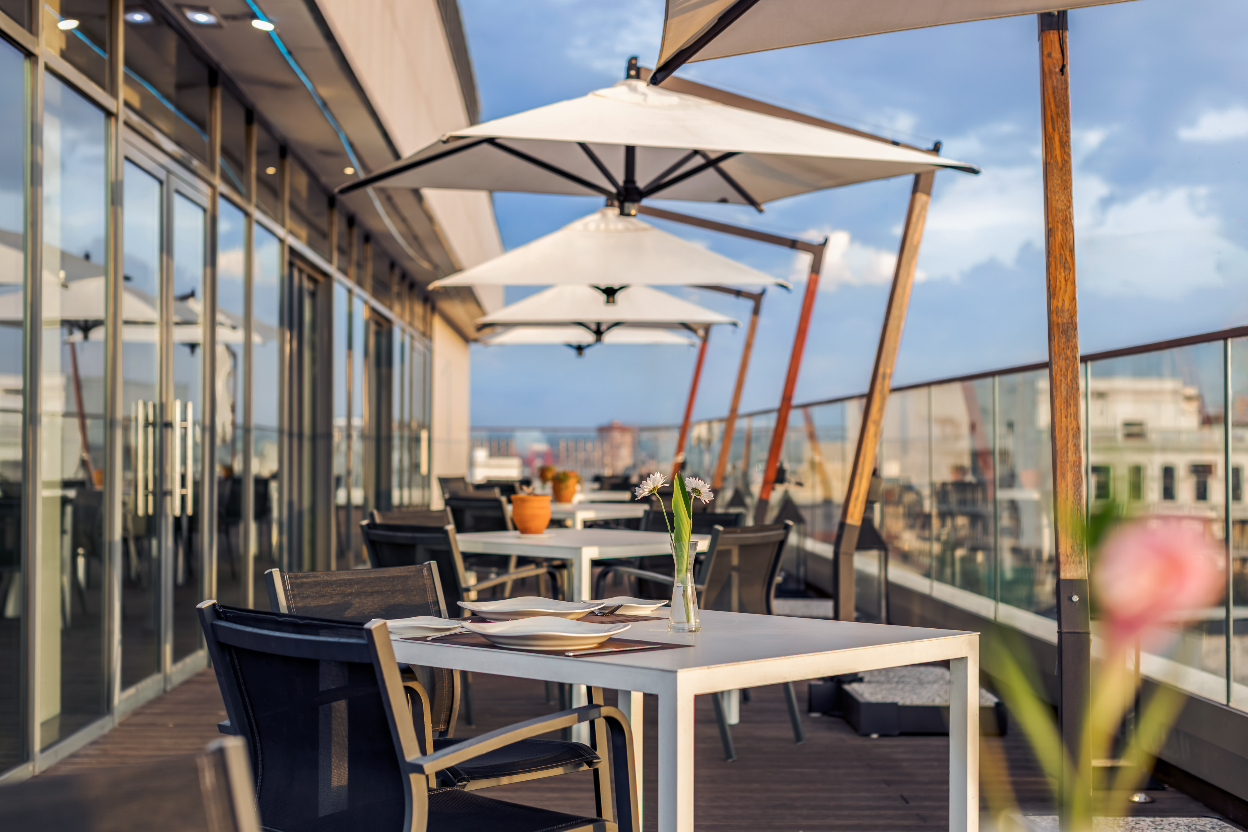 a table and chairs on a patio