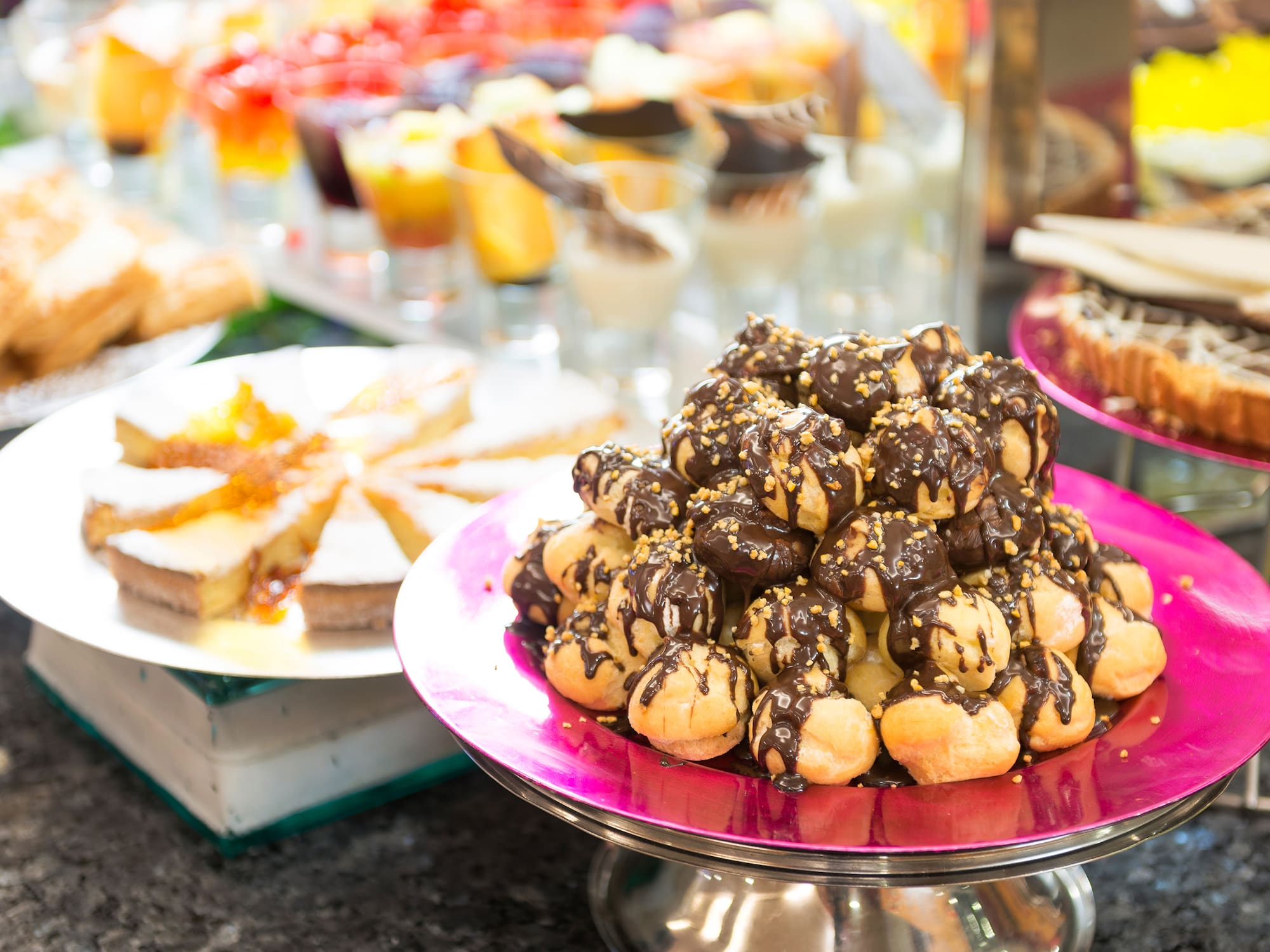 a plate of desserts on a table