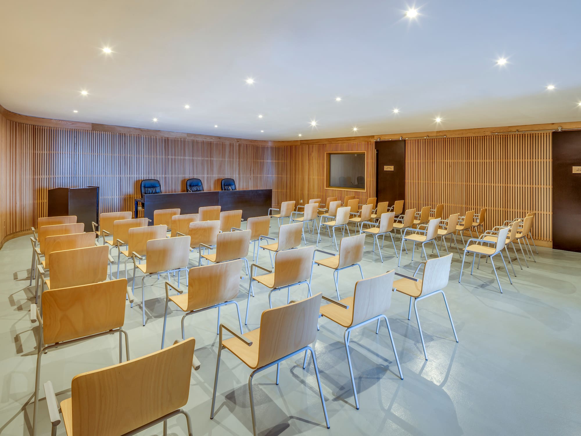 a room with many chairs
