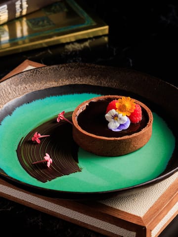 a plate with a dessert on it