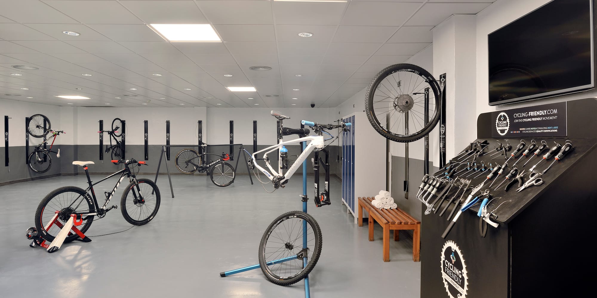 a bicycle in a room