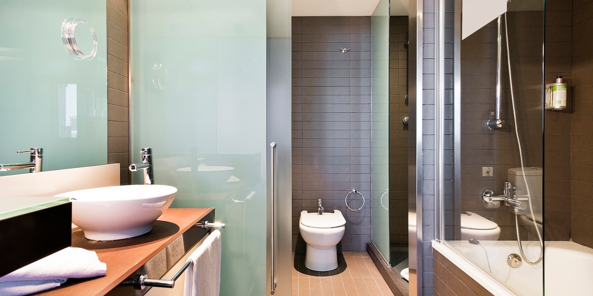 a bathroom with a sink and shower