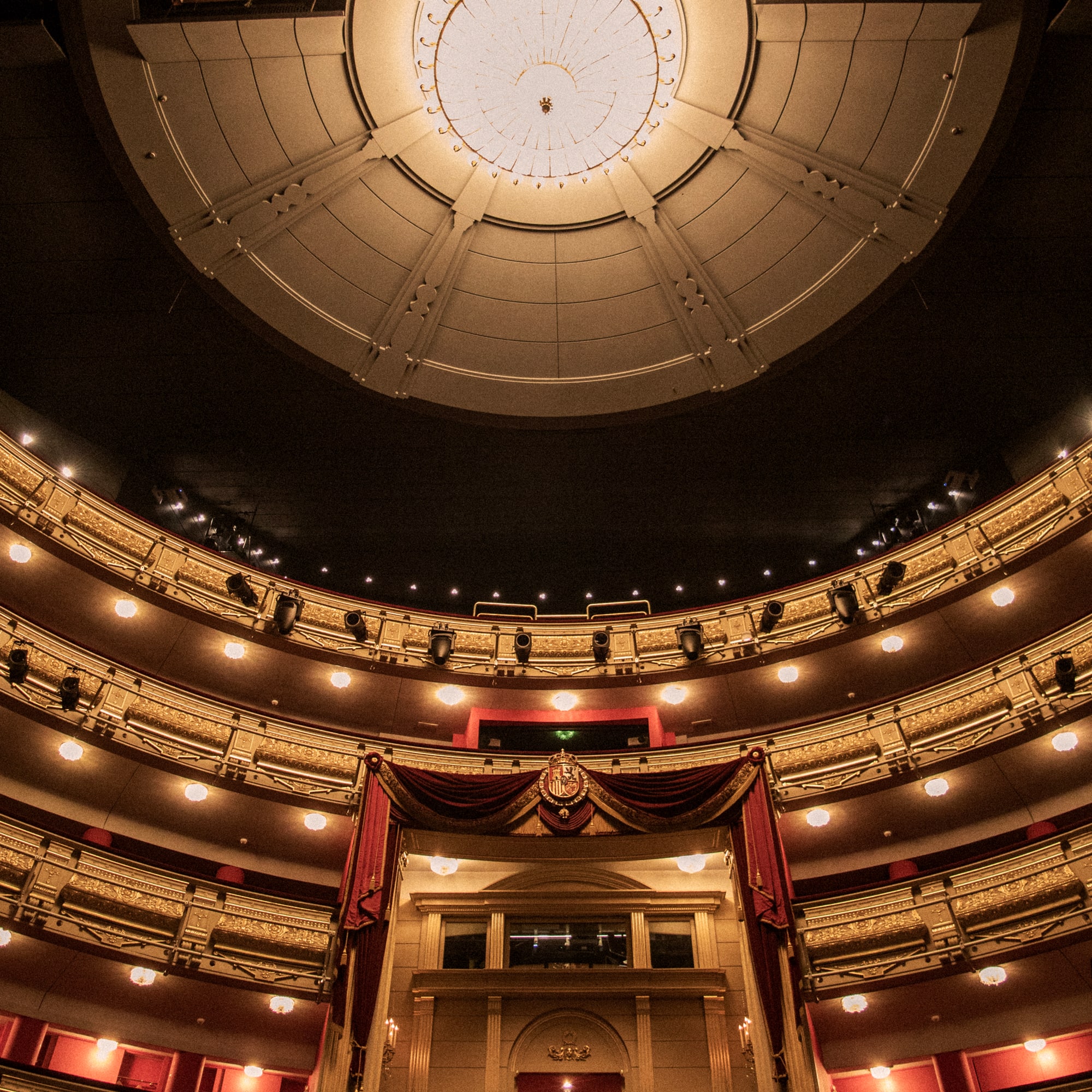 a circular building with many lights