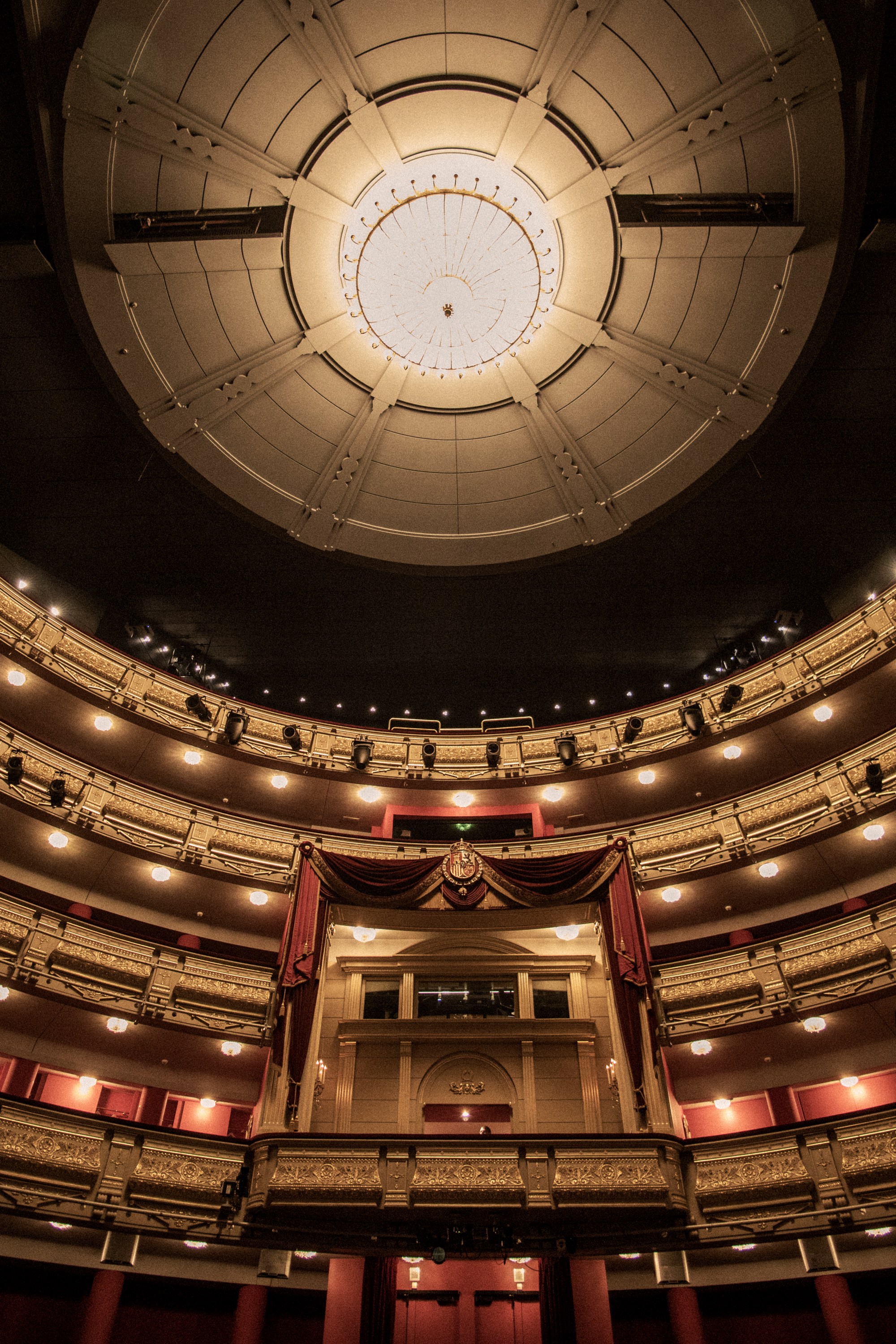 a circular building with many lights