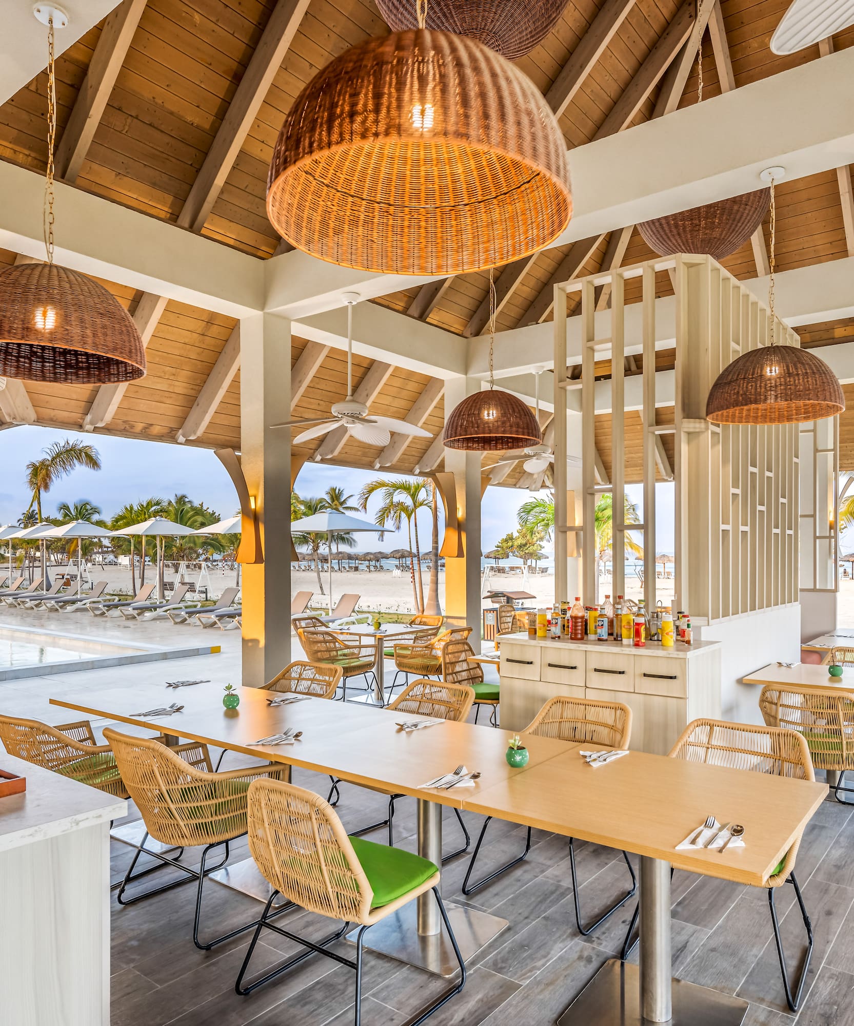 a restaurant with tables and chairs