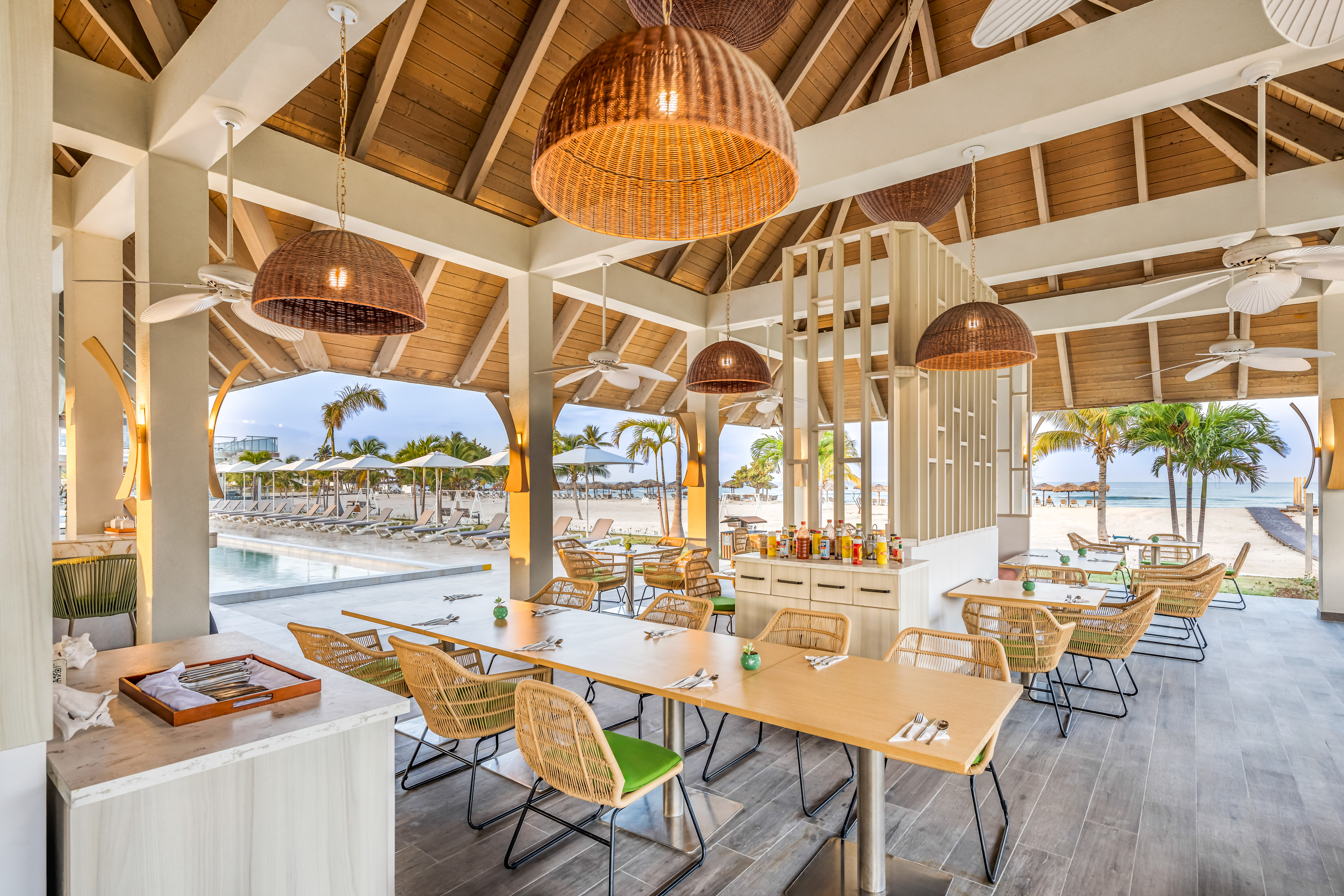 a restaurant with tables and chairs